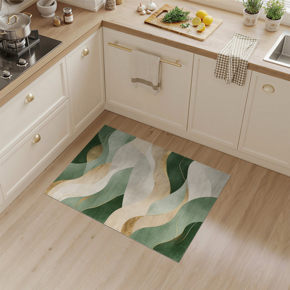 Abstract Area Green Abstract Wave Area Rug