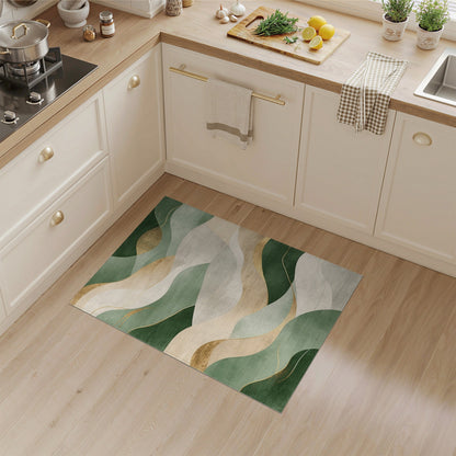 Abstract Area Green Abstract Wave Area Rug
