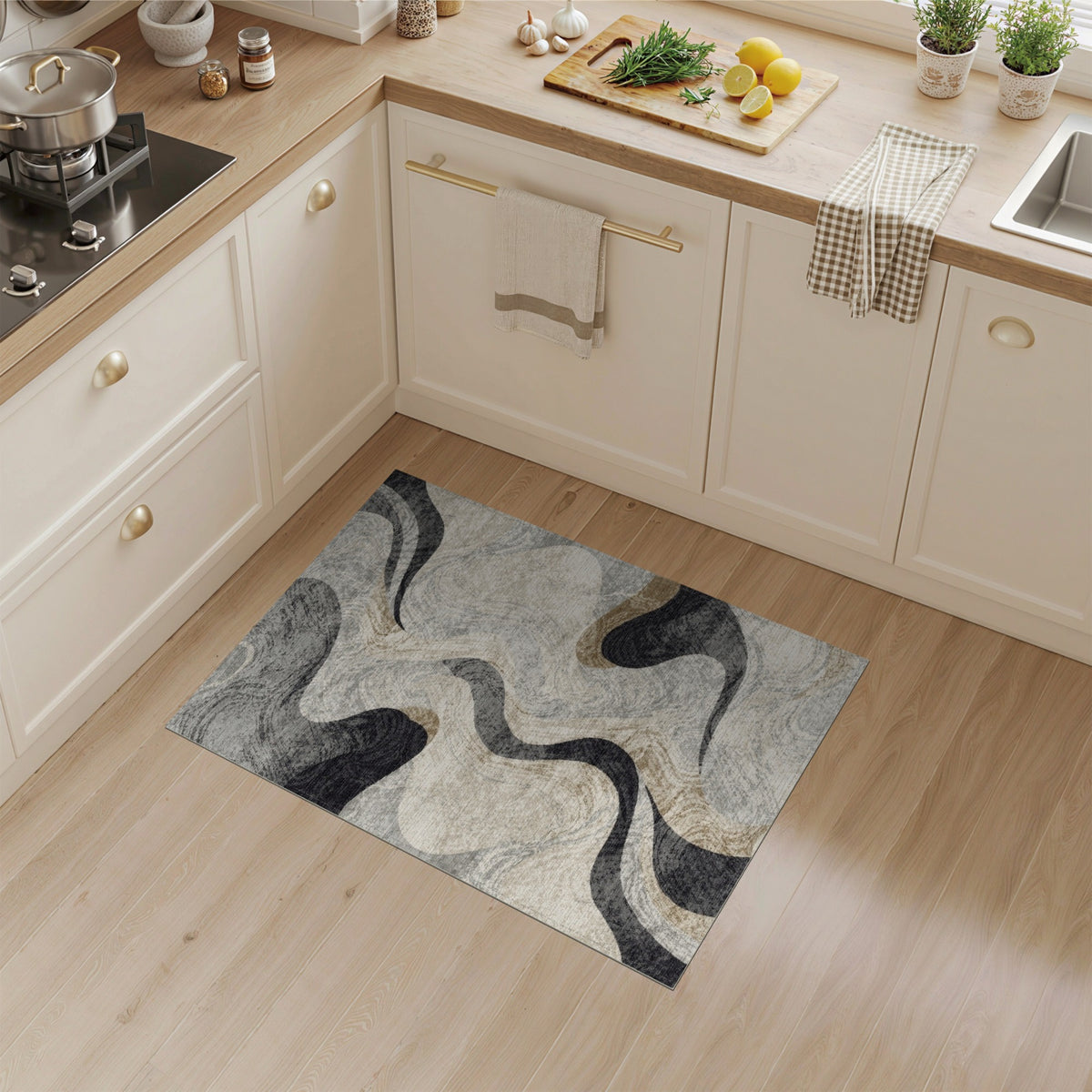 Abstract Swirl Grey Area Rug