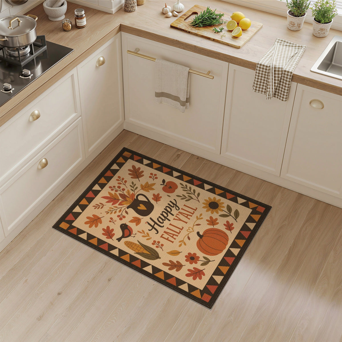 Happy Fall Y'all Autumn Harvest Area Rug