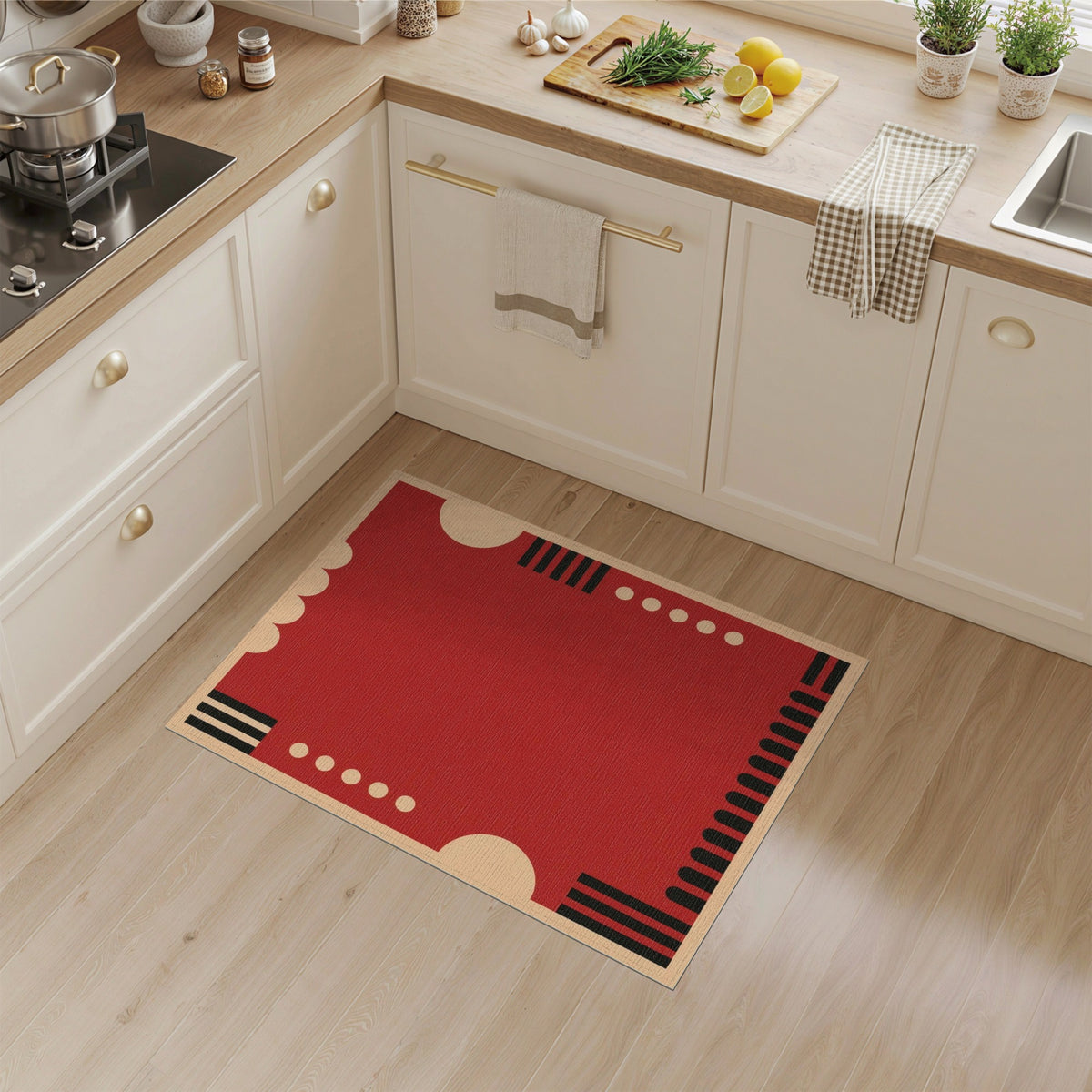 Bold Red Geometric No. 5 Area Rug