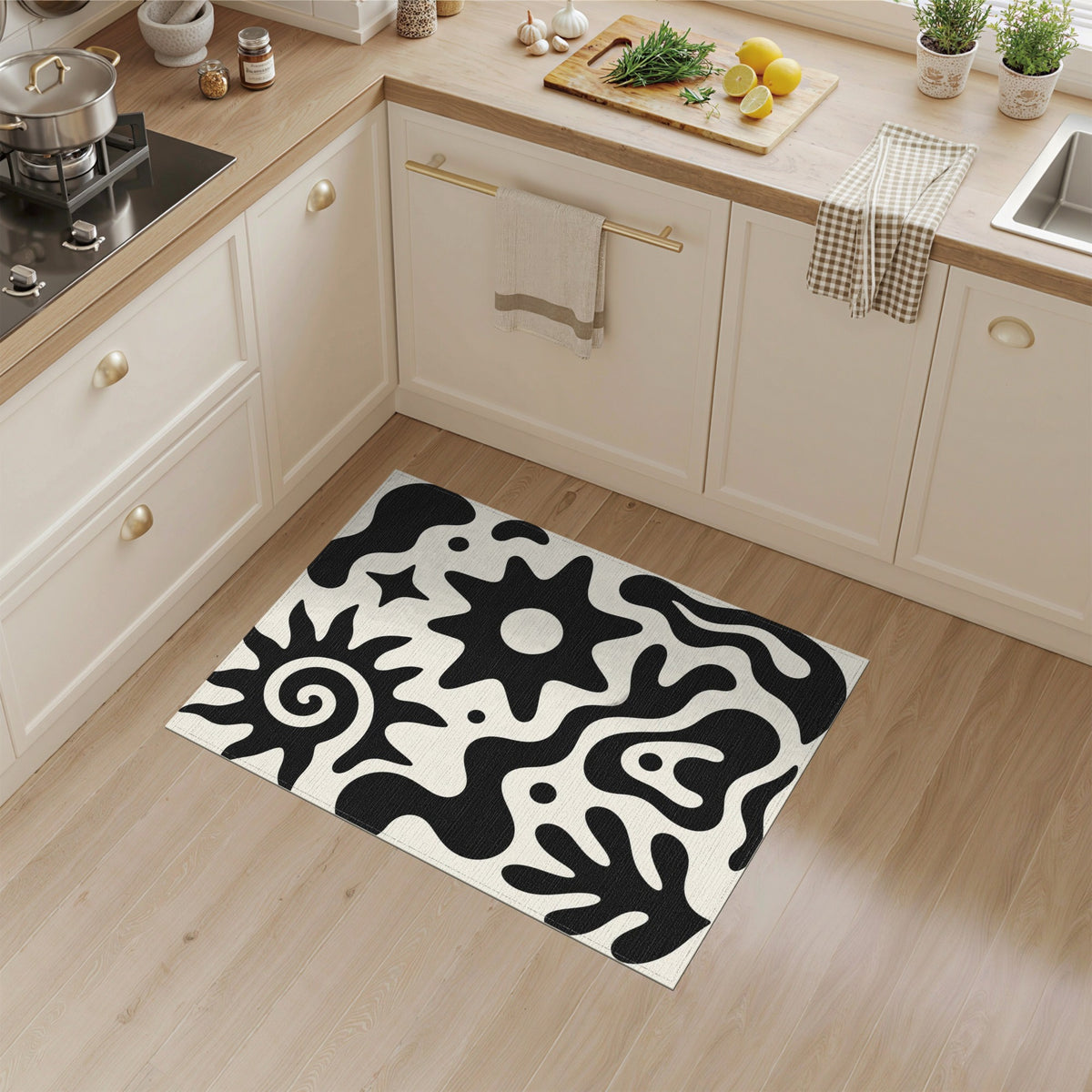 Abstract Area Bold Black White Abstract Area Rug