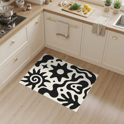 Abstract Area Bold Black White Abstract Area Rug