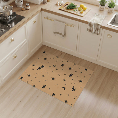 Boho Tan Celestial Area Rug with Stars and Moons