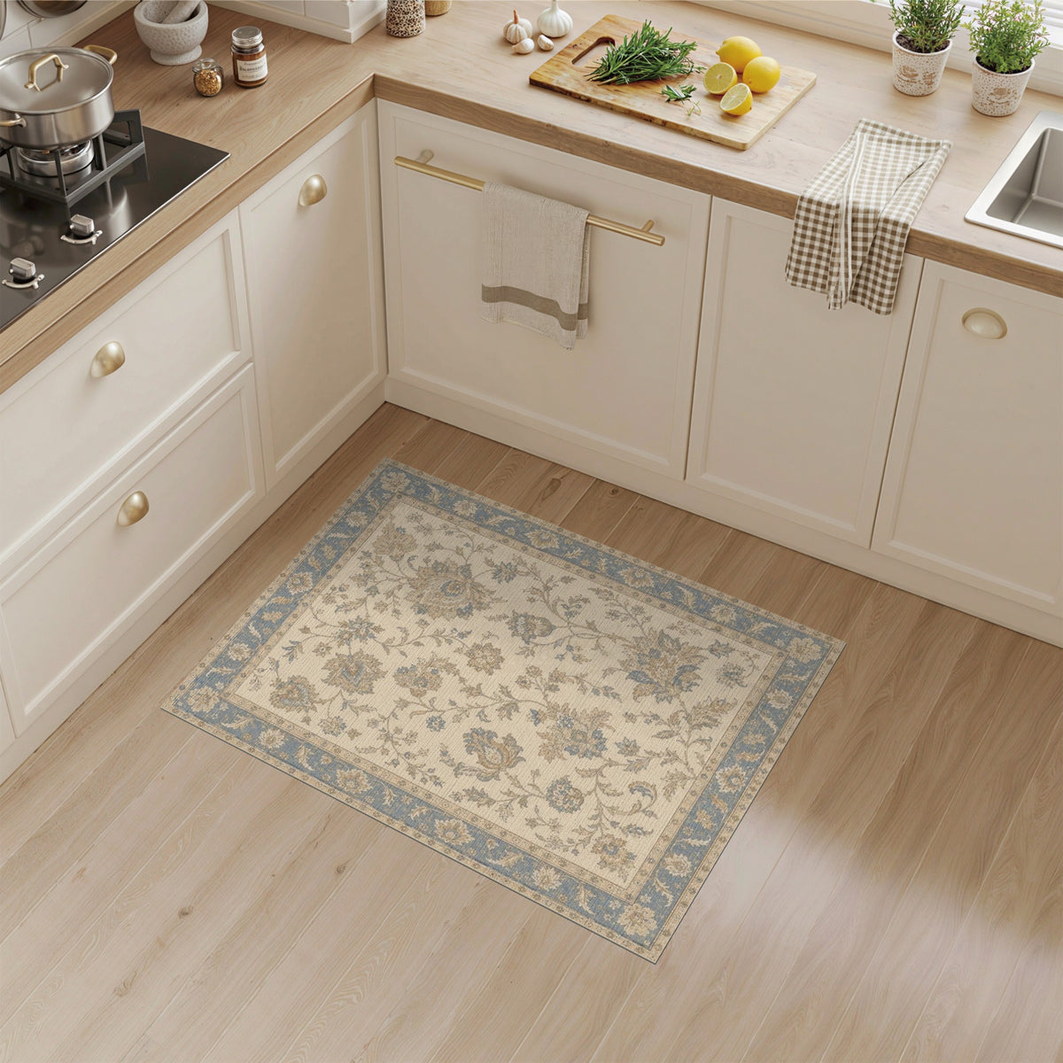 Blue Floral Vintage Area Rug