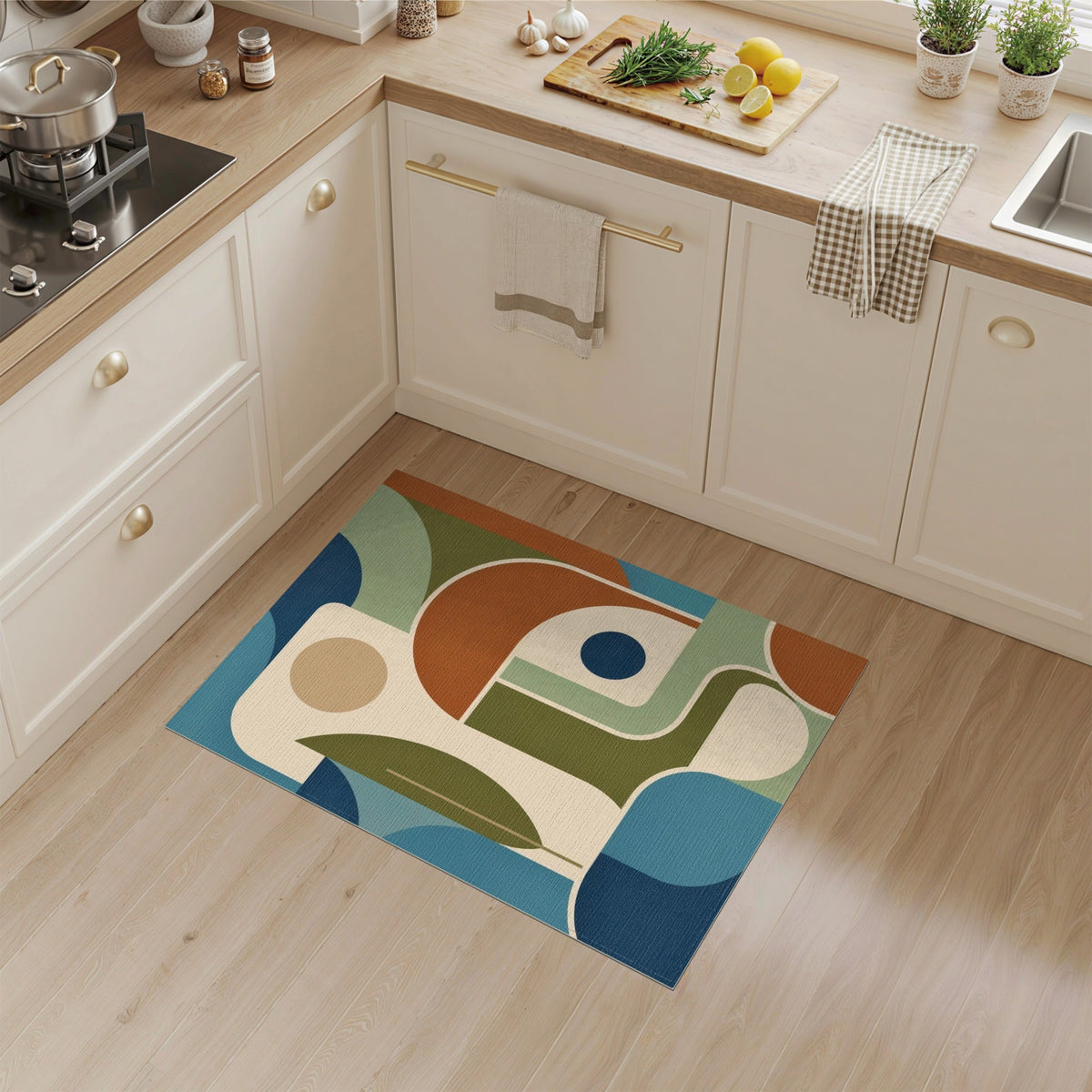 Blue and Teal Abstract Geometric Blue Teal Area Rug