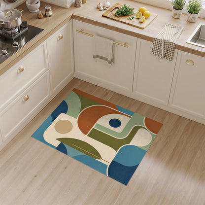 Blue and Teal Abstract Geometric Blue Teal Area Rug