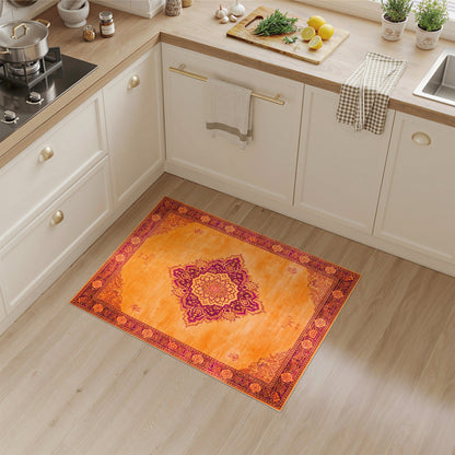 Traditional Persian Vibrant Orange Medallion Persian Area Rug
