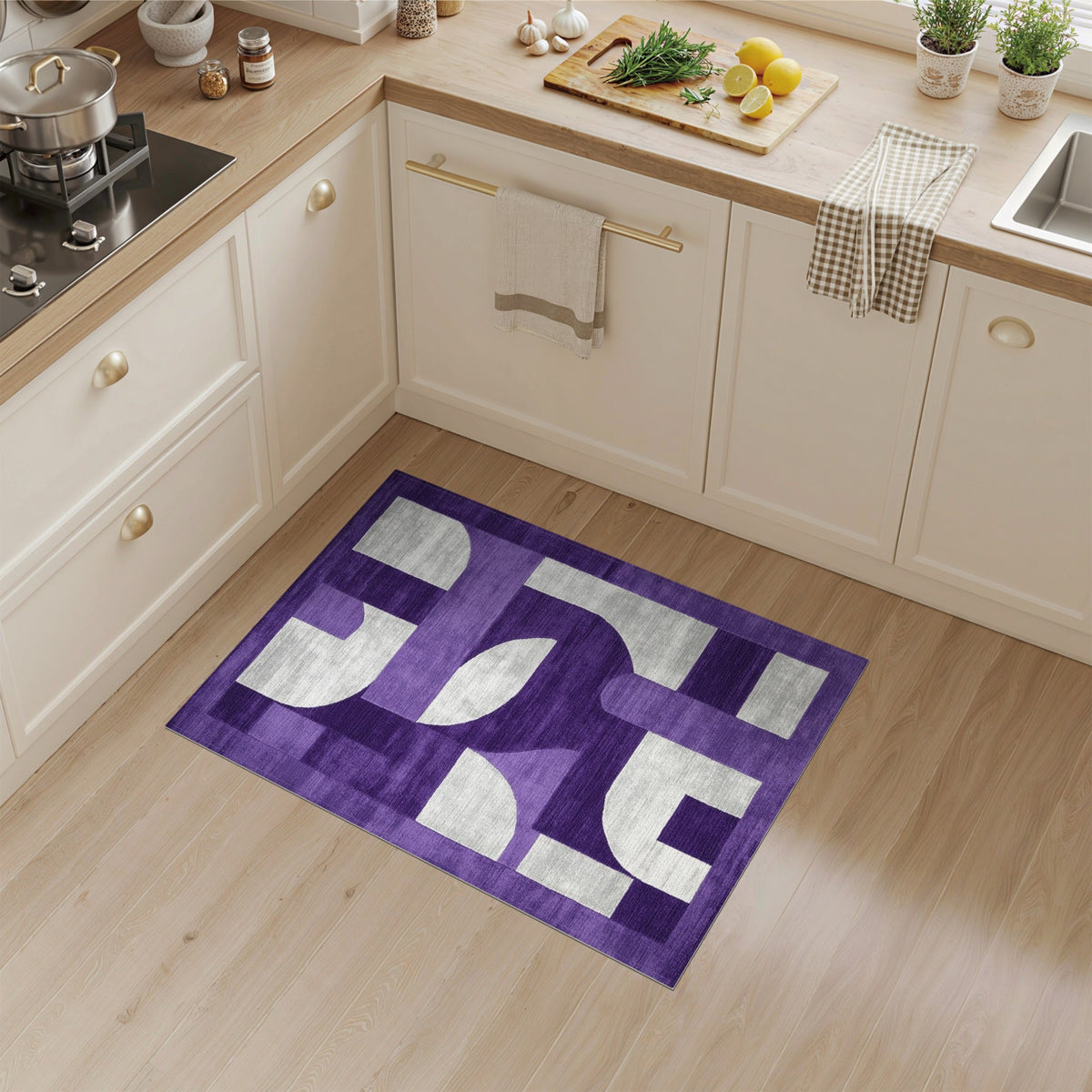 Purple Geometric Area Rug
