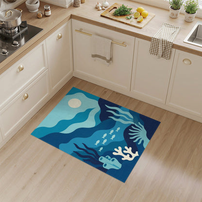 Ocean Waves Coral Reef Area Rug
