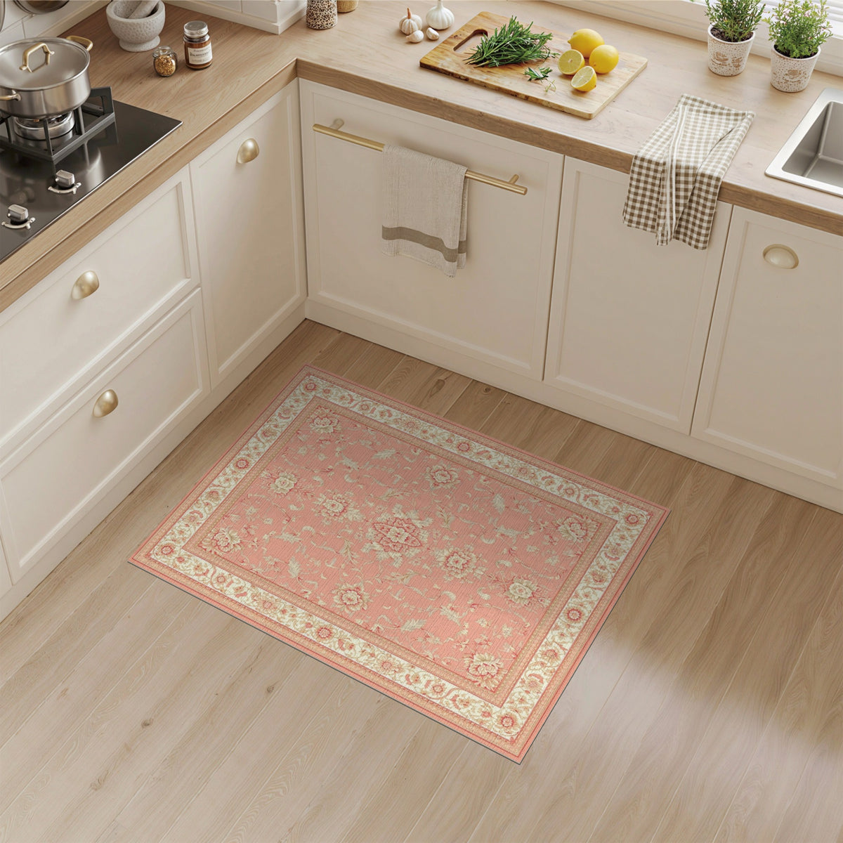 Pink Floral Vintage Area Rug