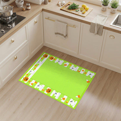 Green Halloween Kids Pumpkin Ghost Area Rug