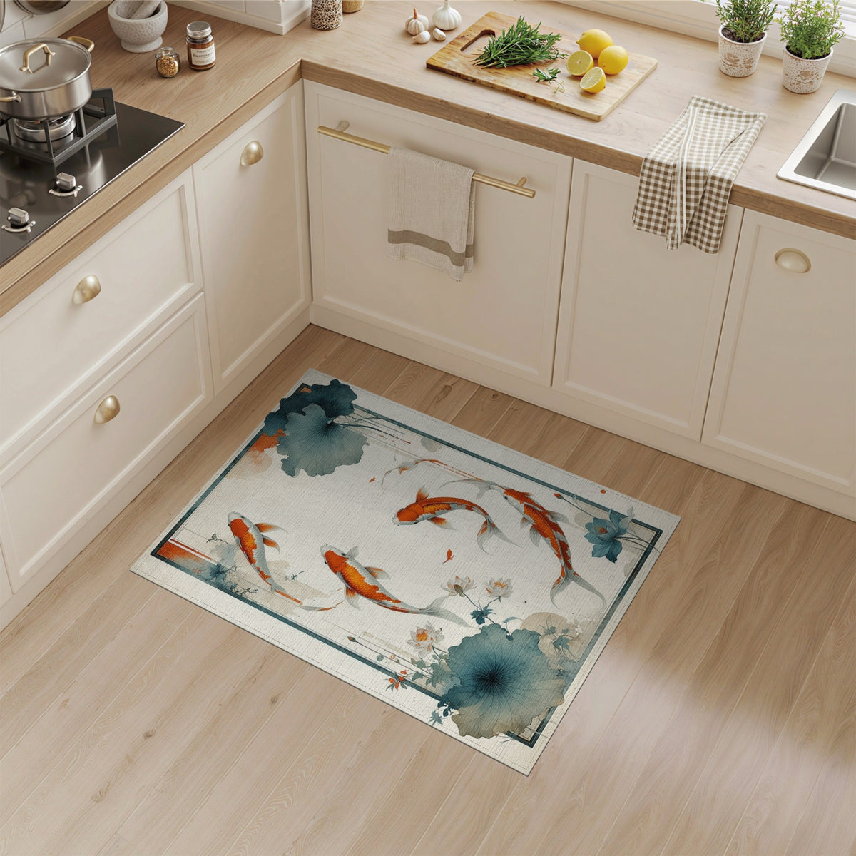Koi Fish Lotus Area Rug
