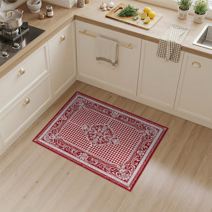 Red Persian Medallion Area Rug with Floral Border
