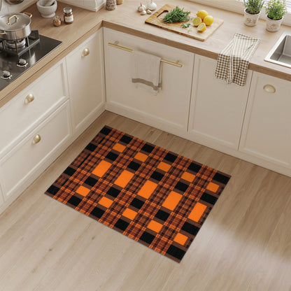 Orange Black Plaid Geometric Area Rug