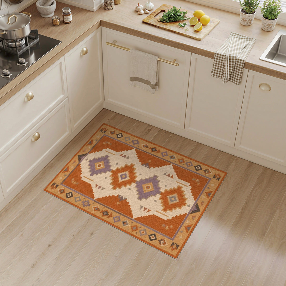 Southwestern Orange Geometric Area Rug