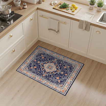 Navy Floral Blue and Teal Navy Blue Floral Persian Area Rug