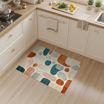 Abstract Teal Shapes Area Rug