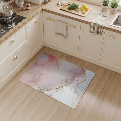 Abstract Area Pink Marble Gold Vein Abstract Area Rug