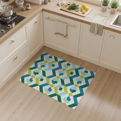 Blue Teal Geometric Modern No. 8 Area Rug