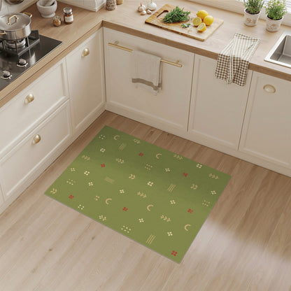 Green Boho Chic Washable Area Rug