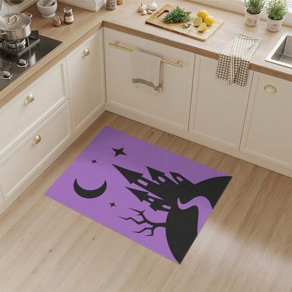 Purple Spooky Castle Silhouette Rug