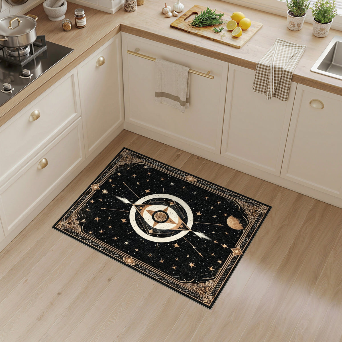 Celestial Gold Geometric Area Rug