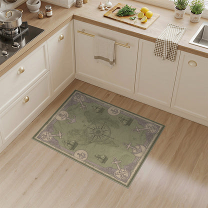Distressed Nautical World Map Area Rug