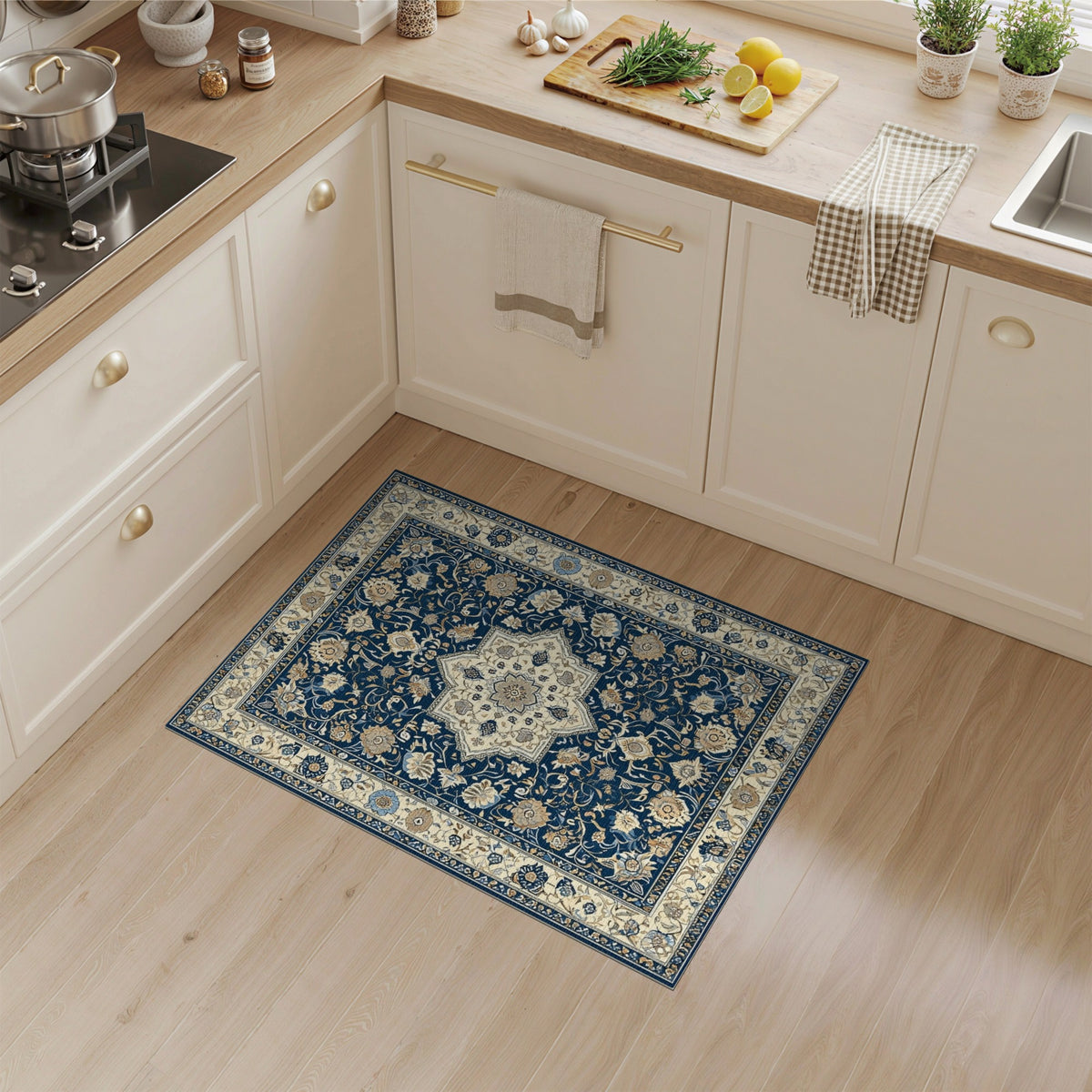 Floral Medallion Traditional Persian Navy Blue Persian Floral Medallion Area Rug