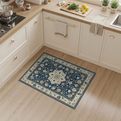 Floral Medallion Traditional Persian Navy Blue Persian Floral Medallion Area Rug