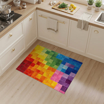 Rainbow Spectrum Grid Area Rug