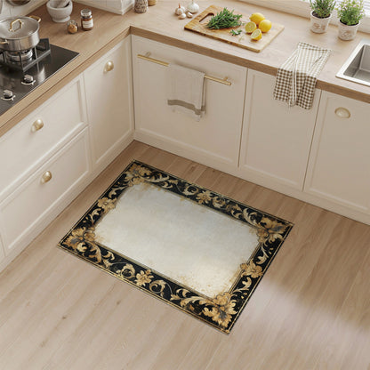 Distressed Vintage Gold Floral Area Rug