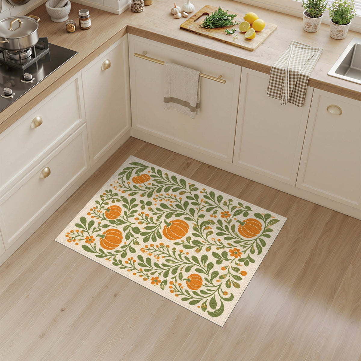 Pumpkin Orange Pumpkin Vine Area Rug