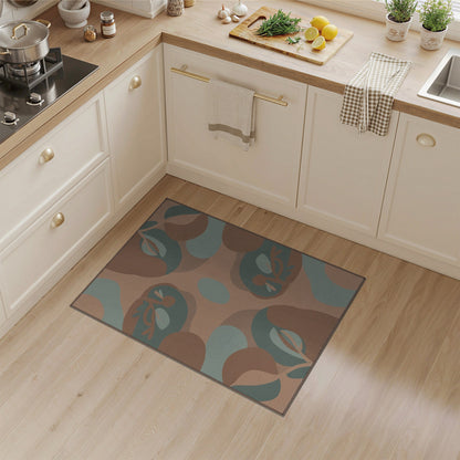 Abstract Brown Teal Organic Area Rug