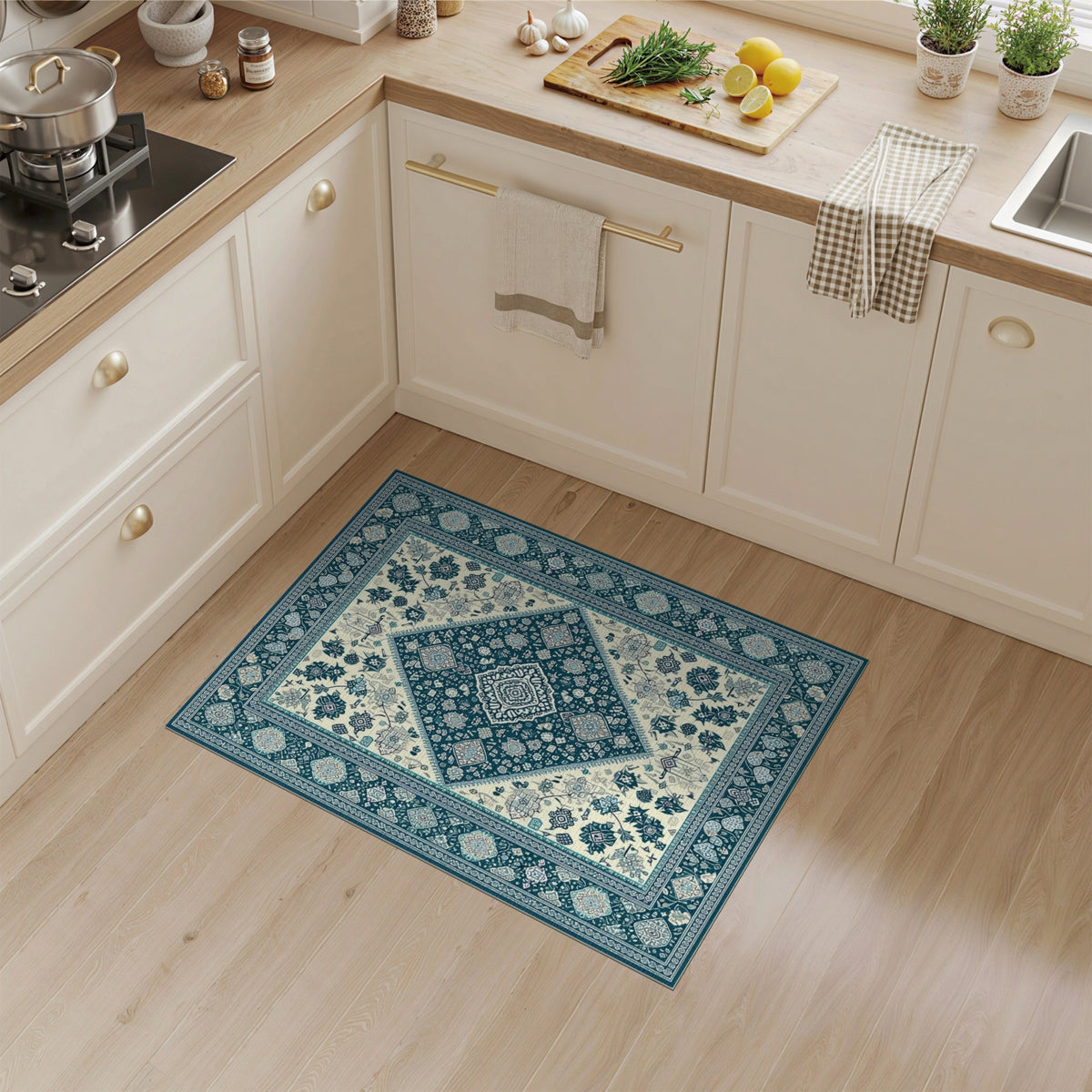 Blue Teal Persian Medallion No. 11 Area Rug