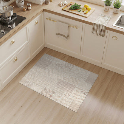 Beige and Neutral Beige Geometric Lines Area Rug