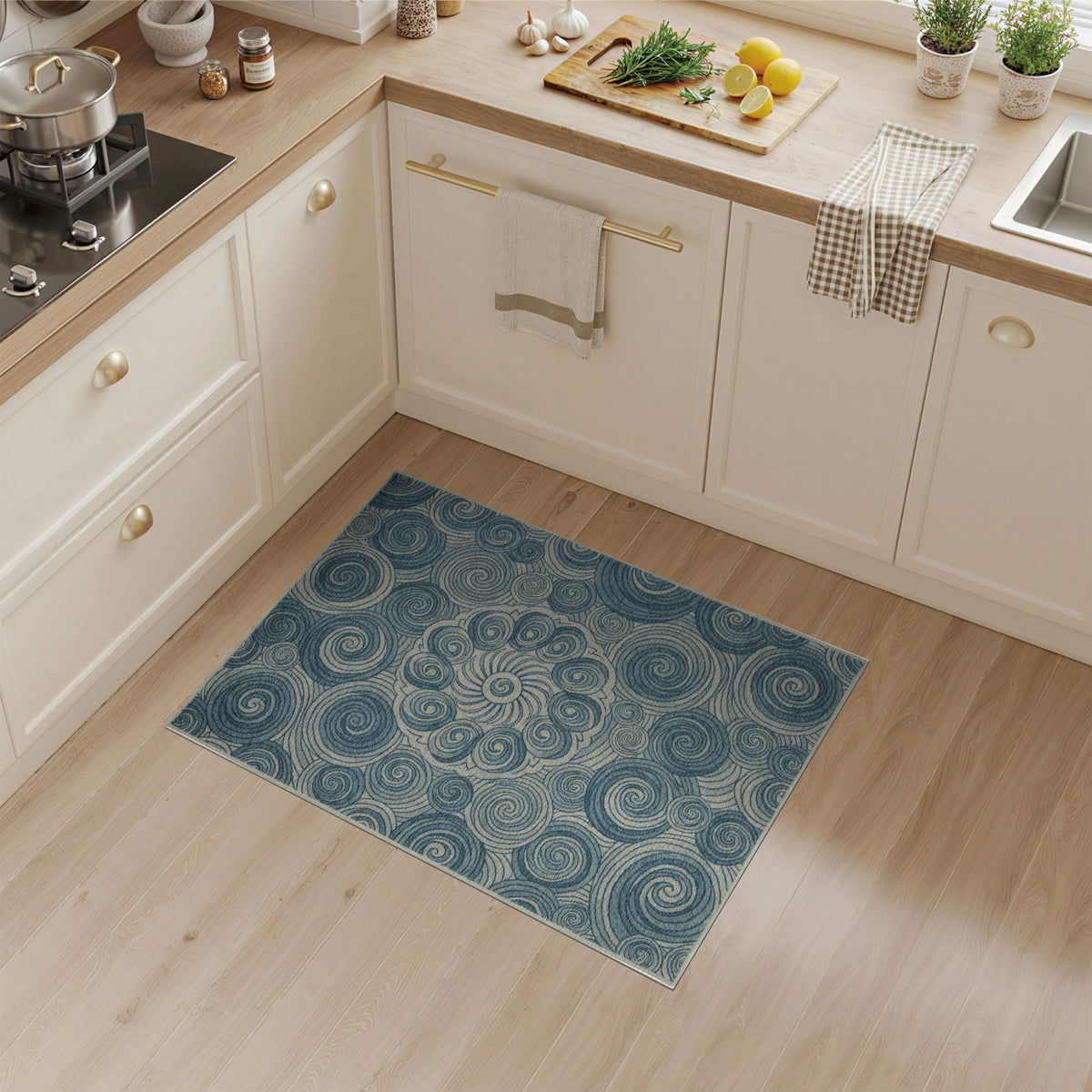Blue Swirl Abstract Area Rug