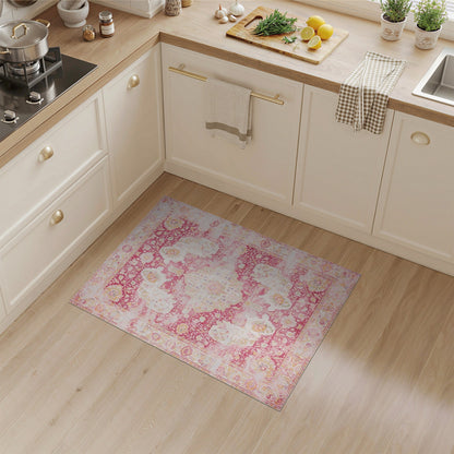 Pink Floral Vintage Area Rug