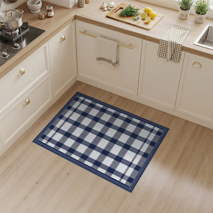 Navy Blue Checkered Gingham Area Rug