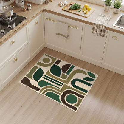 Green Geometric Modern Area Rug