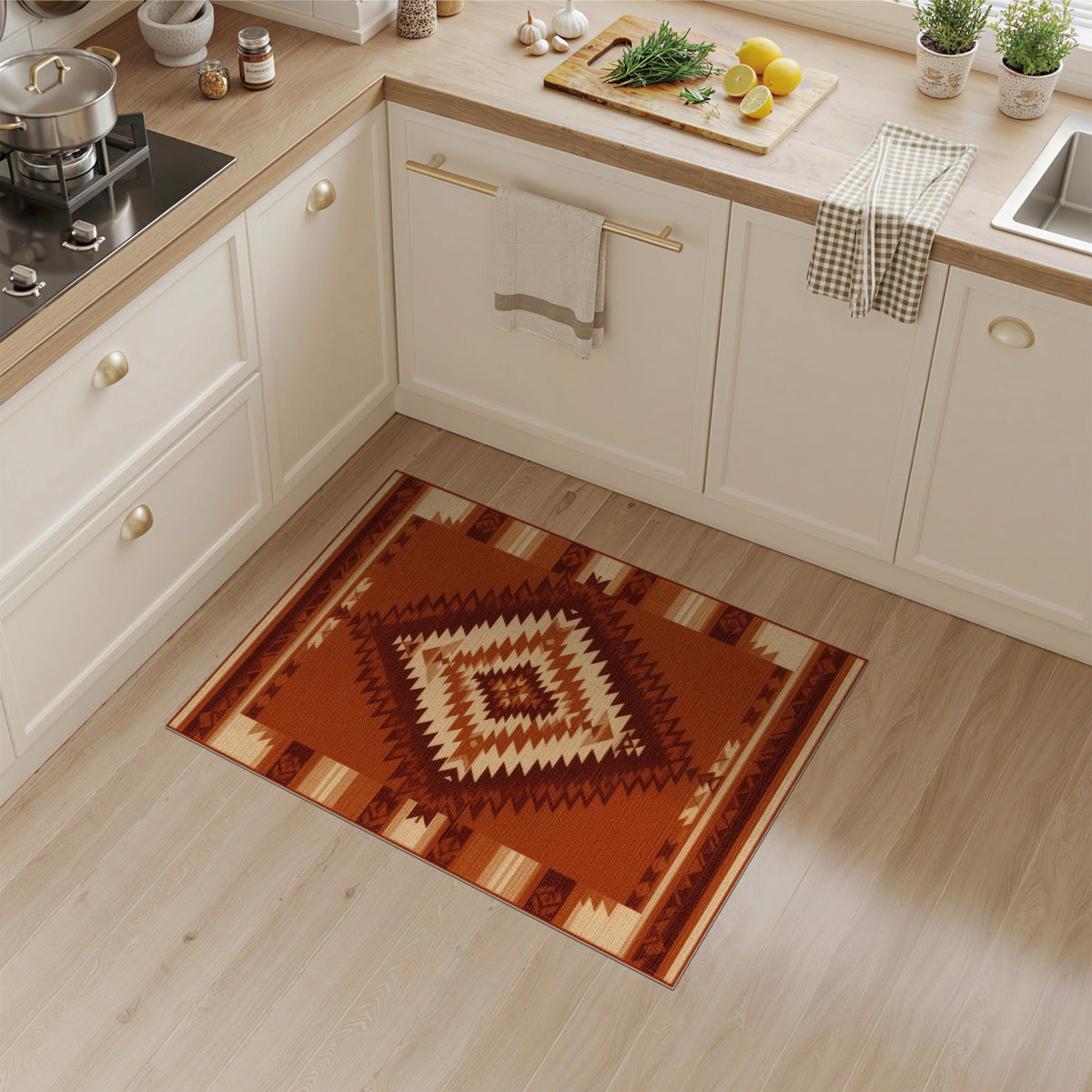Southwestern Brown Diamond Geometric Area Rug