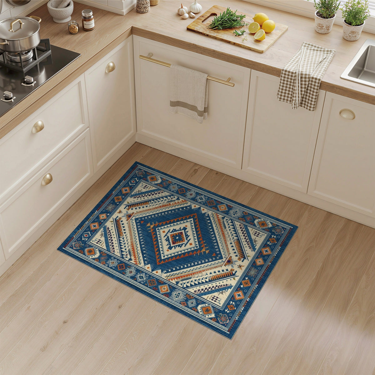 Blue and Teal Heritage Tribal Blue Area Rug