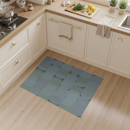 Blue Teal Abstract Area Rug