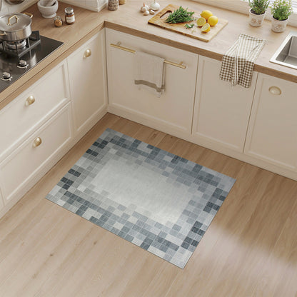 Grey Geometric Block Area Rug