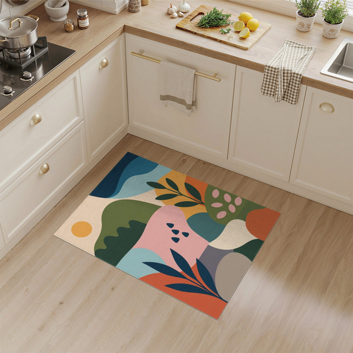 Abstract Botanical Multi-Color Area Rug