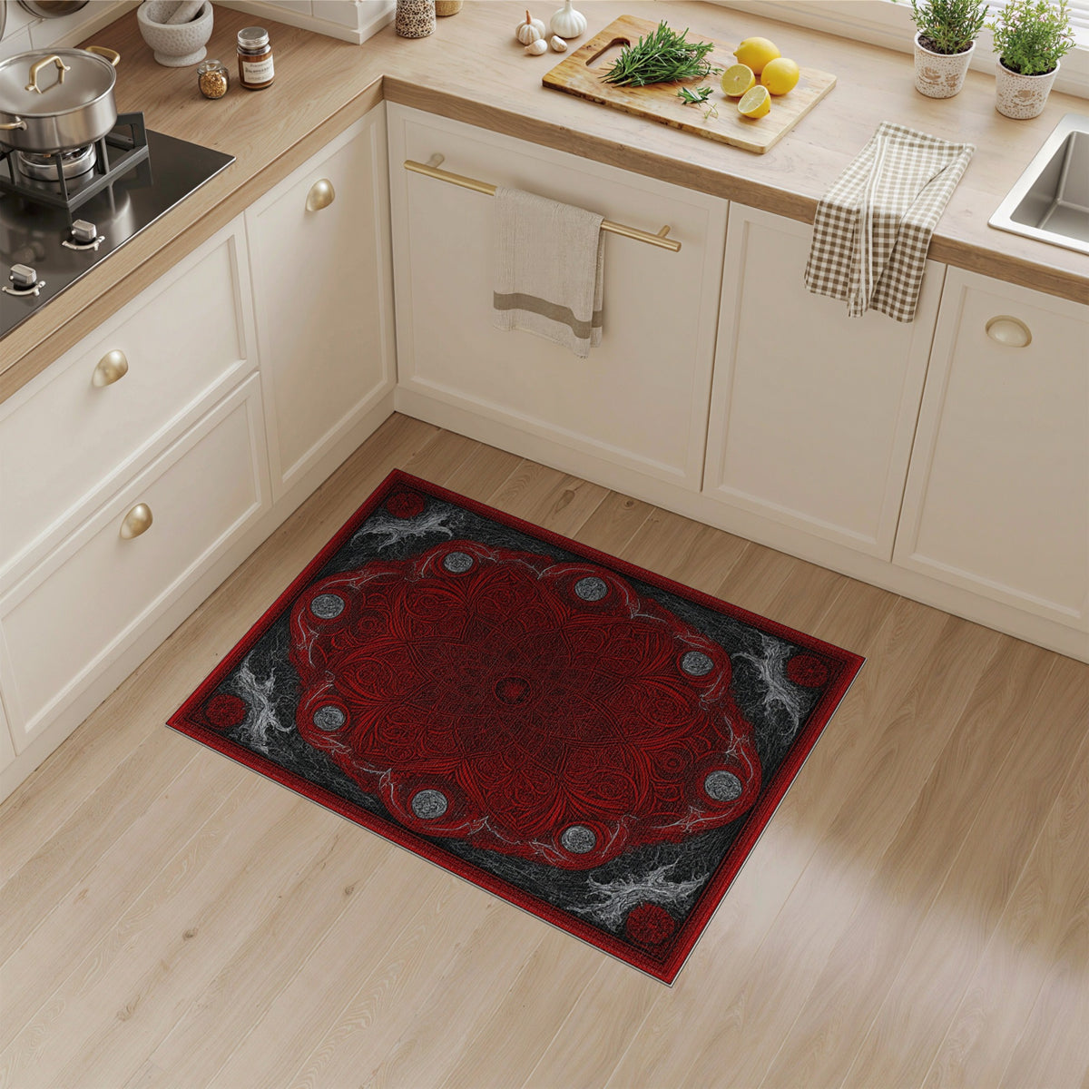 Red Ornate Medallion Persian Traditional Persian Area Rug