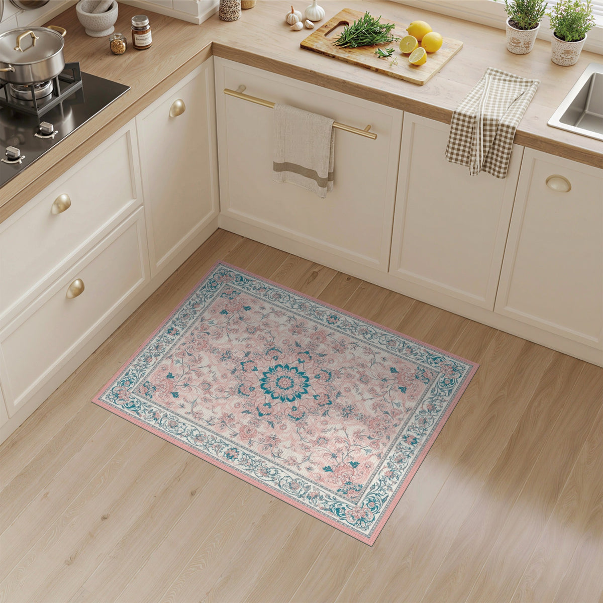Pink Medallion Pink Floral Vintage Medallion Rug