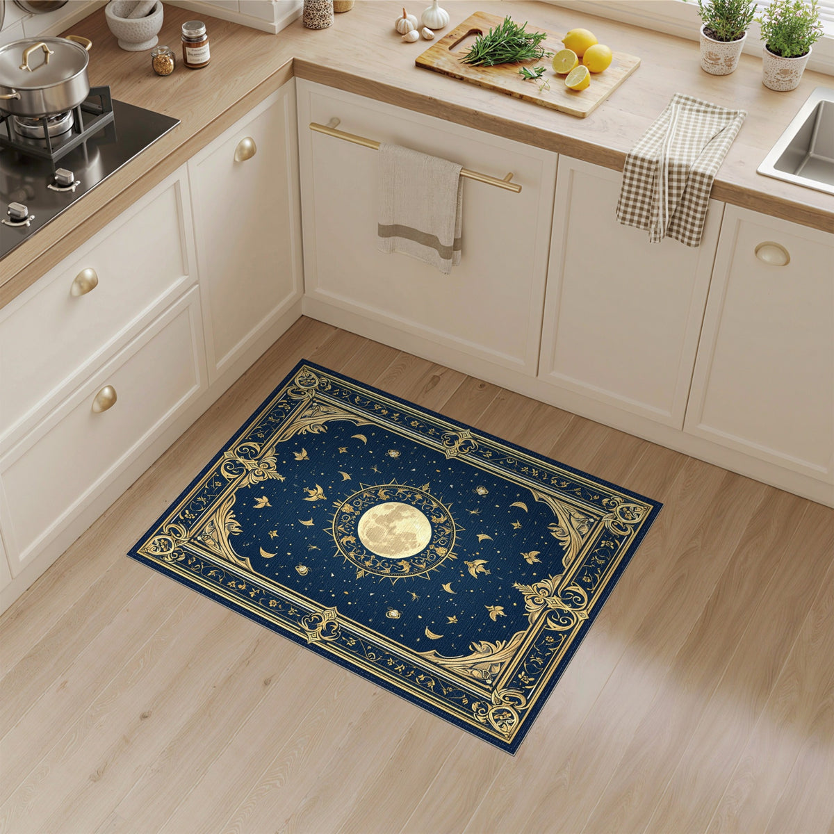 Ornate Celestial Moon Area Rug