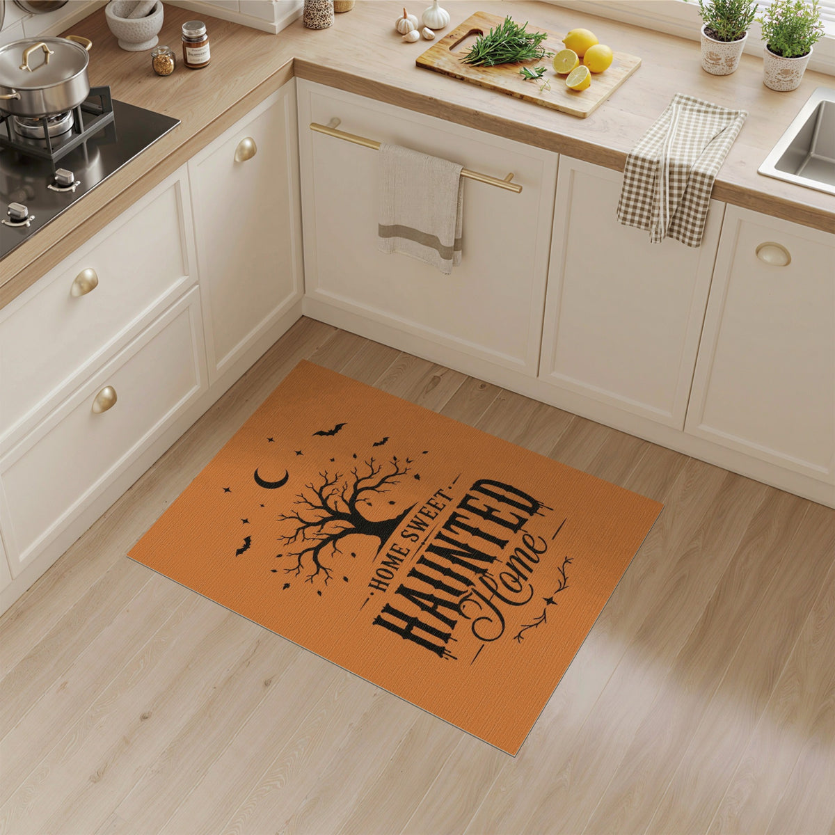 Home Sweet Haunted Home Orange Area Rug