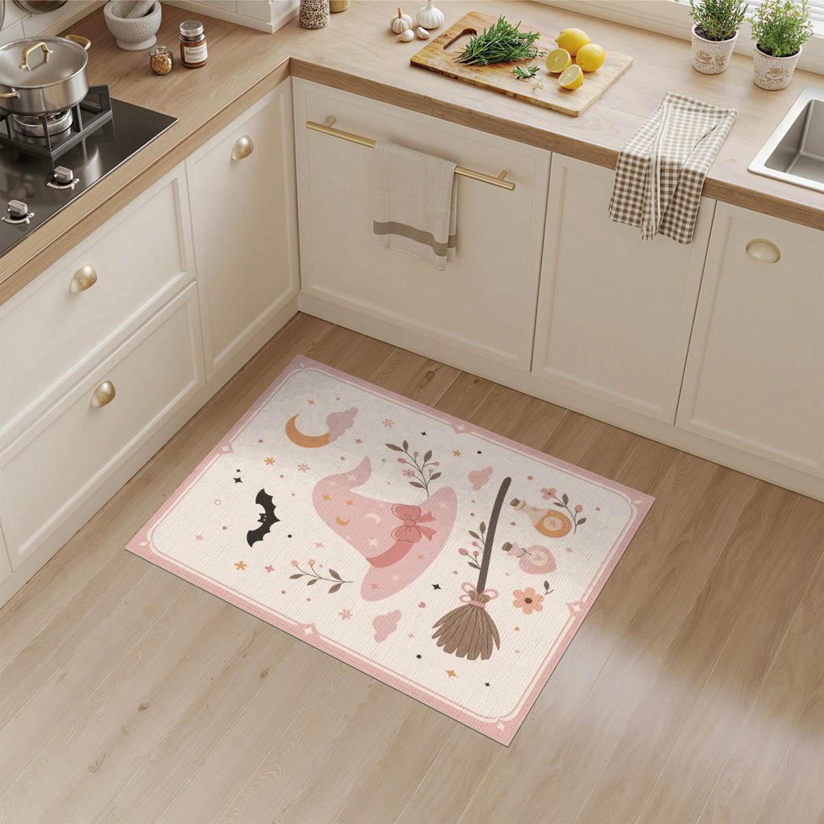 Pink Witch Hat Kids Area Rug